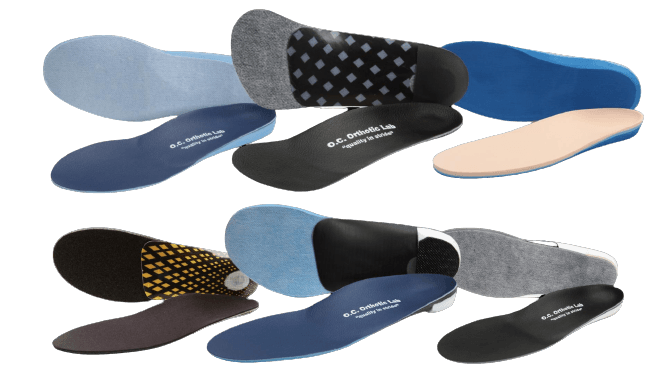 A selection of custom foot orthotics